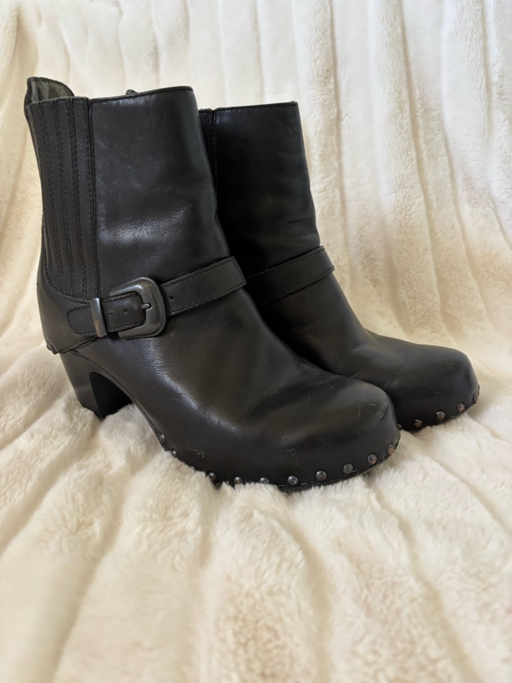 Dansko Black Leather Studded Clog Ankle Boots Size 9-9.5
